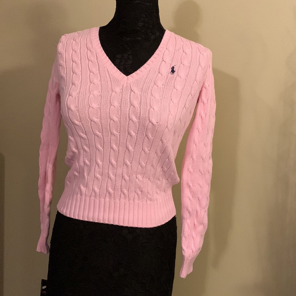 Ralph Lauren Sport Pink Cable Knit Sweater M